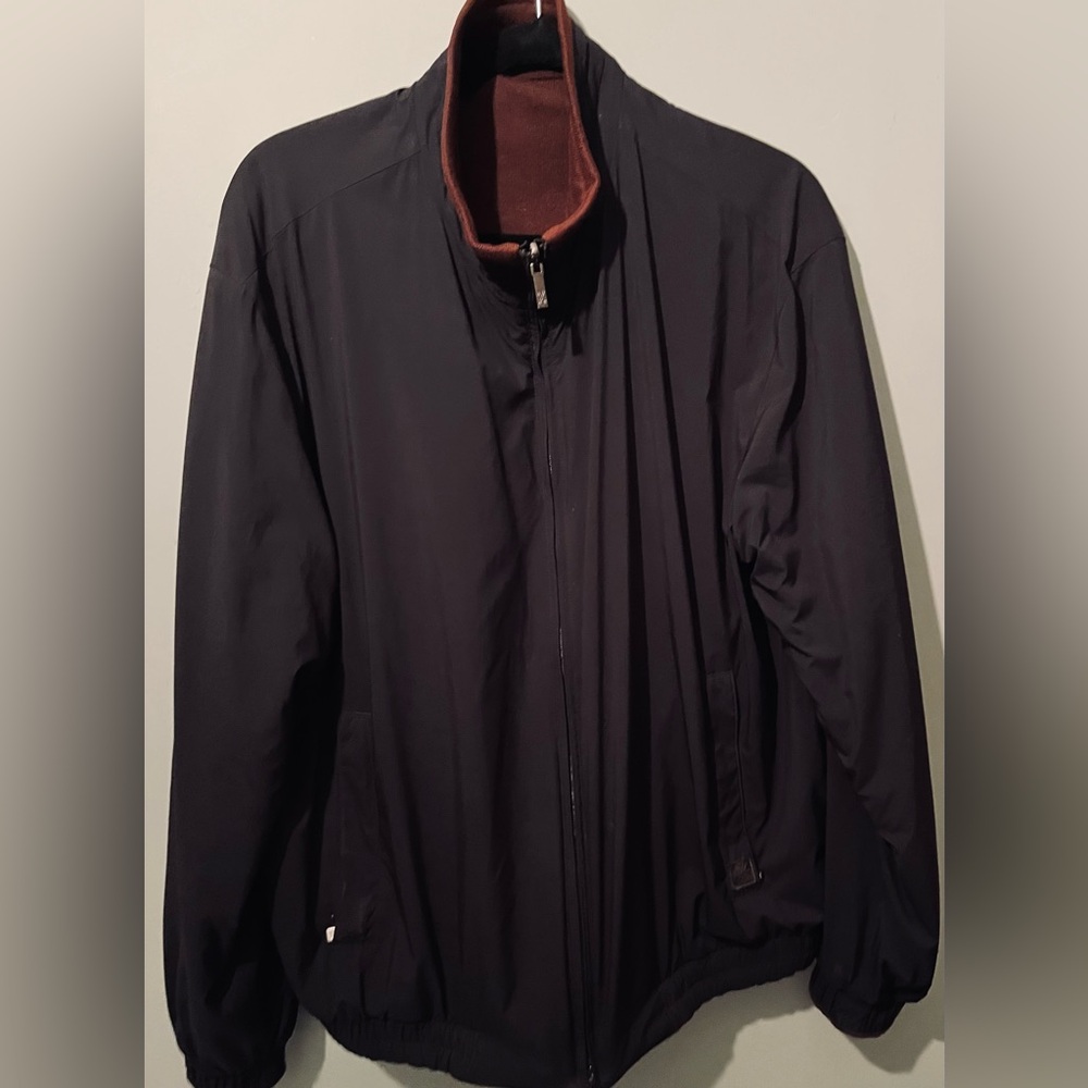 Zegna Sports men’s black & plum reversible jacket.  Size large. VGUC